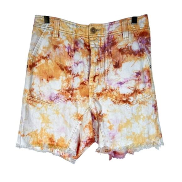 We The Free People Women's She's A Legend Bermuda Shorts 0 Tie Dye Raw Hem Boho - Picture 1 of 8